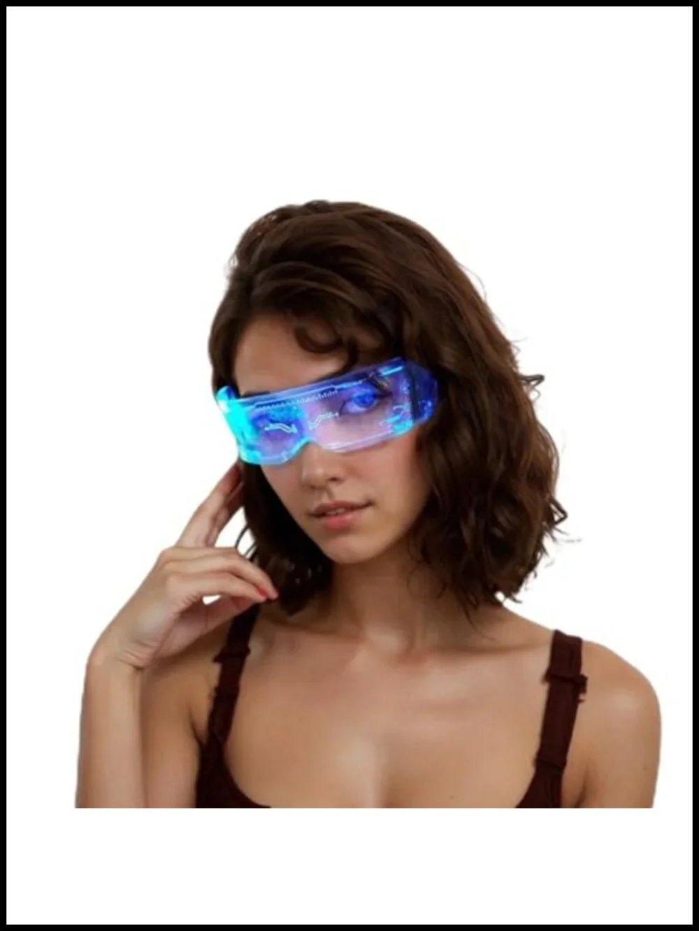 LED Glasses Futuristic Cyberpunk Light Up Sunglasses with Bilateral Control